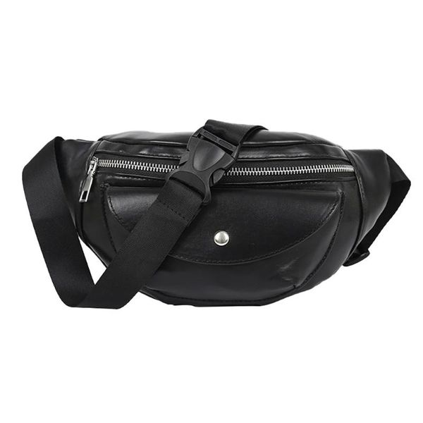 

2color white black pu leather fanny pack fashion women waist bag waterproof crossbody bag chest waist pack #5