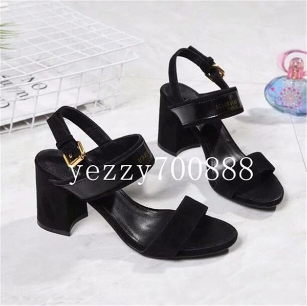 

new fashion women's chunky heels sandals beach shoes leather casual slippers female peep toe sandals 19ss#33135 fdzhlzj, Black