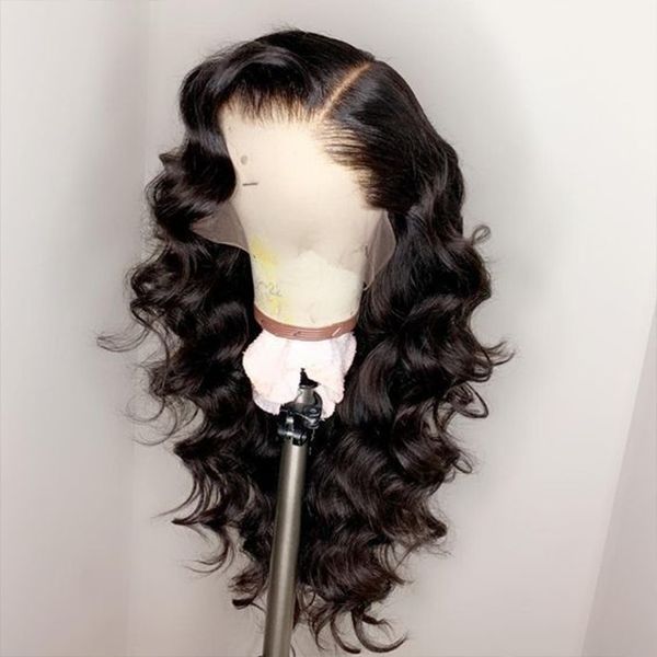 

9a loose wave pre plucked lace front human hair wigs 13x4 with baby hair middle part brazilian virgin wig for black women, Black;brown