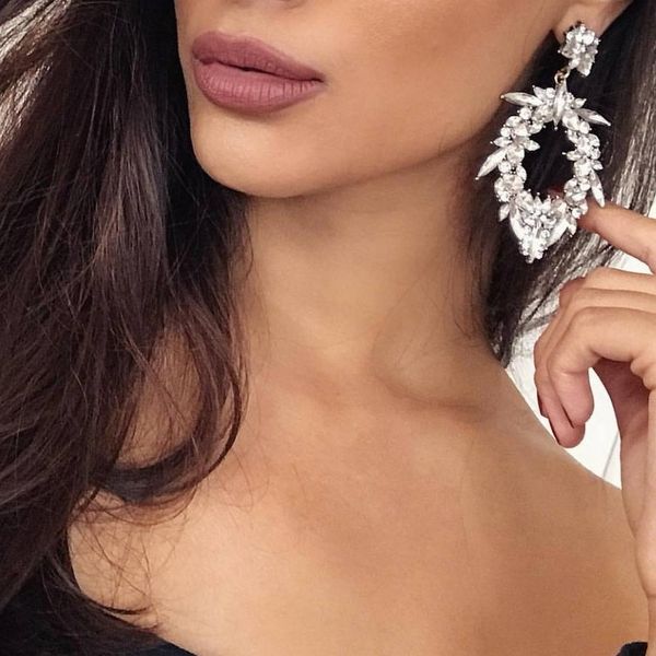 

dvacaman luxury crystal water drop earrings women fashion metal statement earrings wedding party gifts accessory jewelry bijoux, Silver