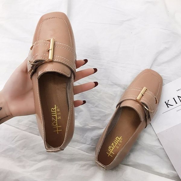 

harajuku wild shallow mouth single shoes small leather shoes simple fashion flat women mujer chaussure femme j14-89, Black