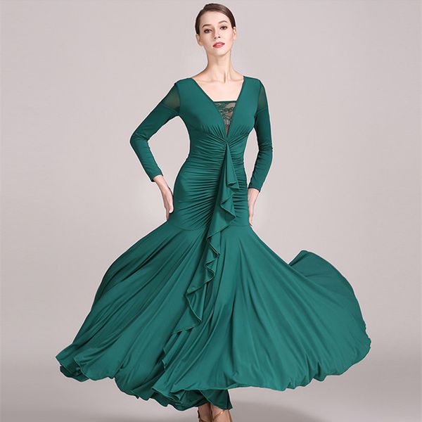 

2019 green standard women's dances dresses for ballroom dancing waltz ballroom standard dress modern dance costumes dance wear, Black;red