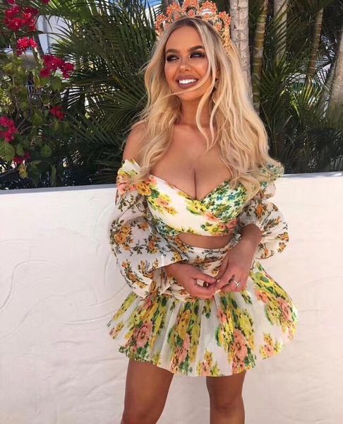 

2018 new arrive yellow print women dress v neck irregular holiday vacation dress