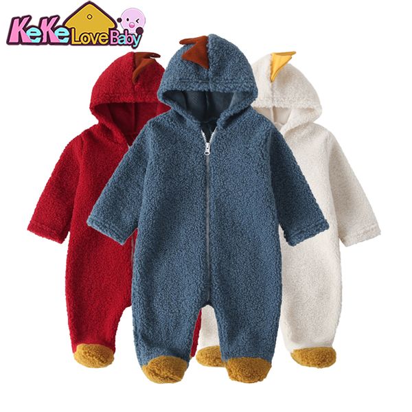 

winter newborn baby clothes girl romper hooded soft fleece outwear warm toddler new born infant boy jumpsuit 0-12m outfits, Blue