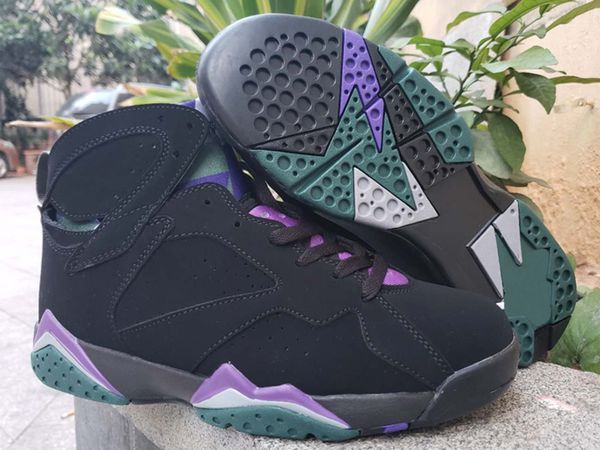 

2019 Новый 7 Ray Allen Mens Баскетбольные кроссовки Хорошее Качество Черный Fierce Purple-Dark Steel Grey Мужчины Ретро Спортивный Дизайнер Спортивные Кроссовки