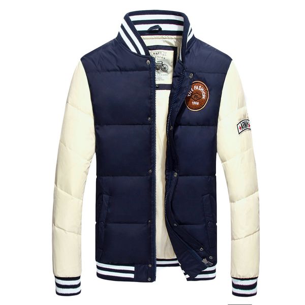 

winter jacket men white duck down jacket men thick warm windbreaker winter coat fashion patchwork mens outerwear asian size, Black
