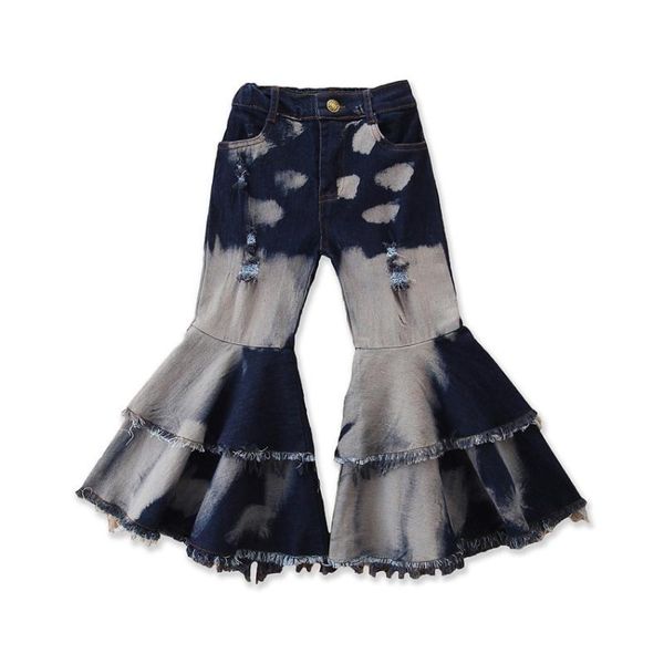 

distressed jeans 2020 summer burst girls denim bell-bottom pants, Blue