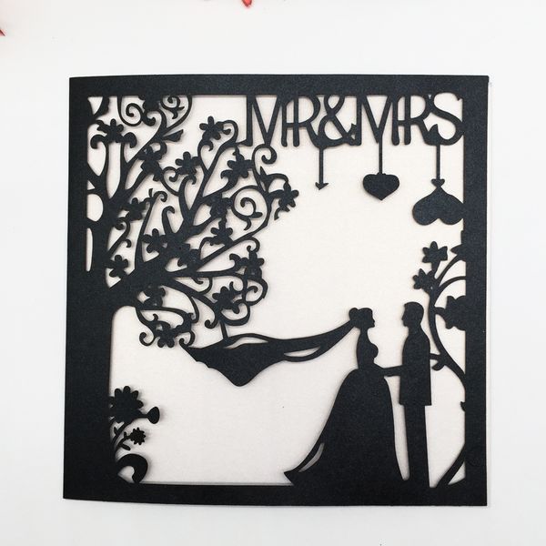 

hollow laser cut flamboyance wedding invitations card apply to theme engagements ceremony invitations marriage celebration invitations, Black