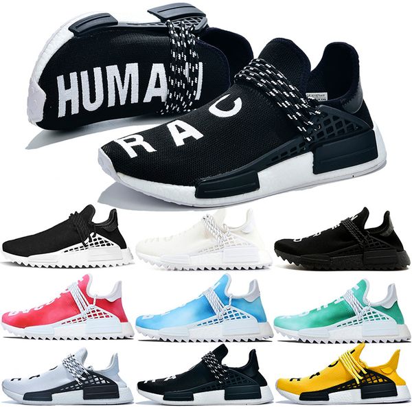 

человеческая раса кроссовки фаррелл уильямс мужчины женщины ботаник черный желтый белый страсть мода запустить спорт кроссовки дизайнер обув