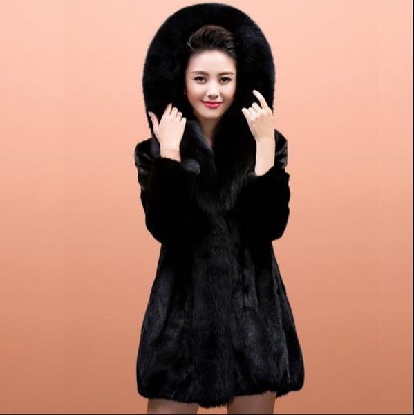 

furry 2019 winter women's faux fur coat artificial fur overcoat furry jacket femme plus size fake outwear z313, Black