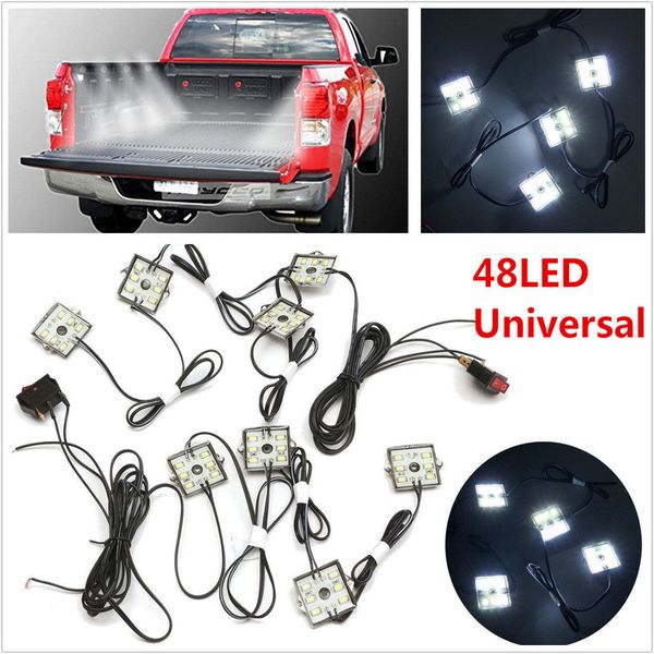 Kit luci 48 LED per pianale per camion da 8 pezzi, bianco, per camion Chevy Dodge Pickup GMC