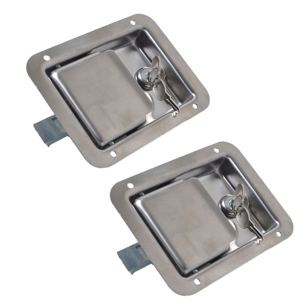 

2pcs marine yacht rv stainless steel paddle latch & key for tool box door