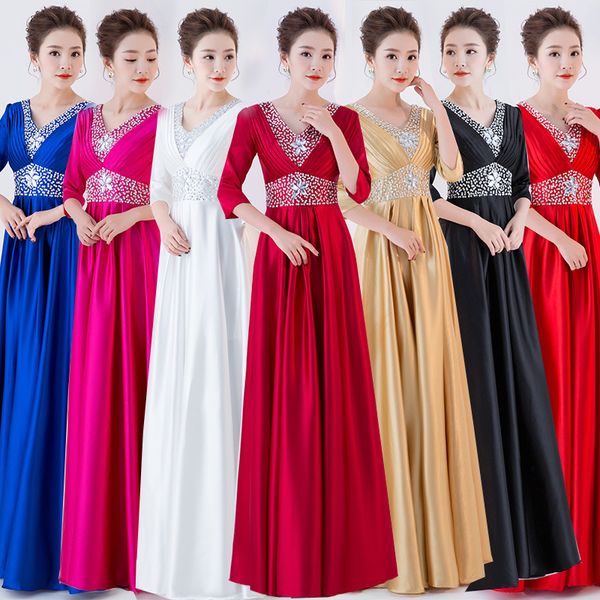 

runway dresses chorus performance dress hostess long, Black