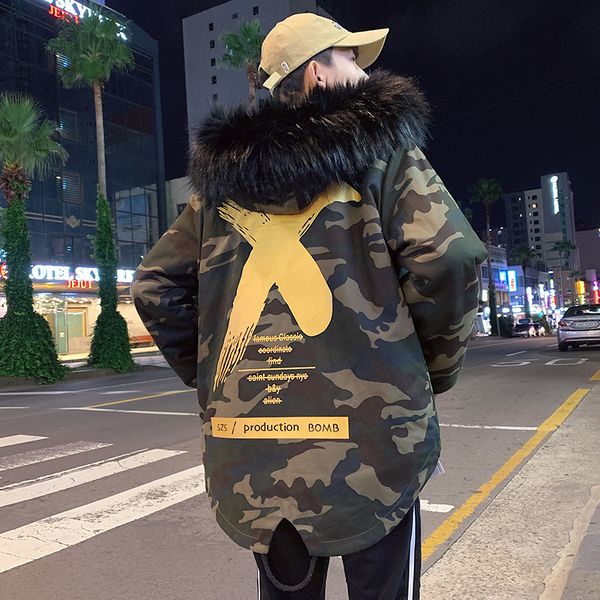

x coat camo thick jacket red yellow headwear hoody windbreakers hip hop jackets coat for men women, Black