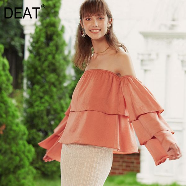 

deat women spliced backless short blouse new slash neck long sleeve loose fit shirt fashion tide spring summer 2020 1b133, White