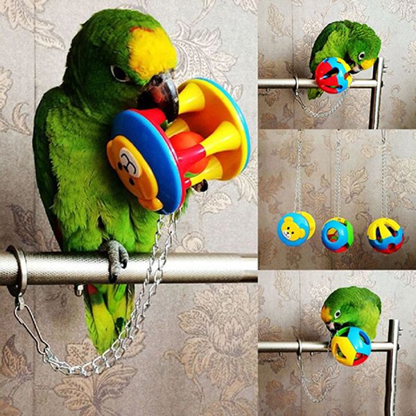 

cute pet bird plastic chew ball chain cage toy for parrot cockatiel parakeet