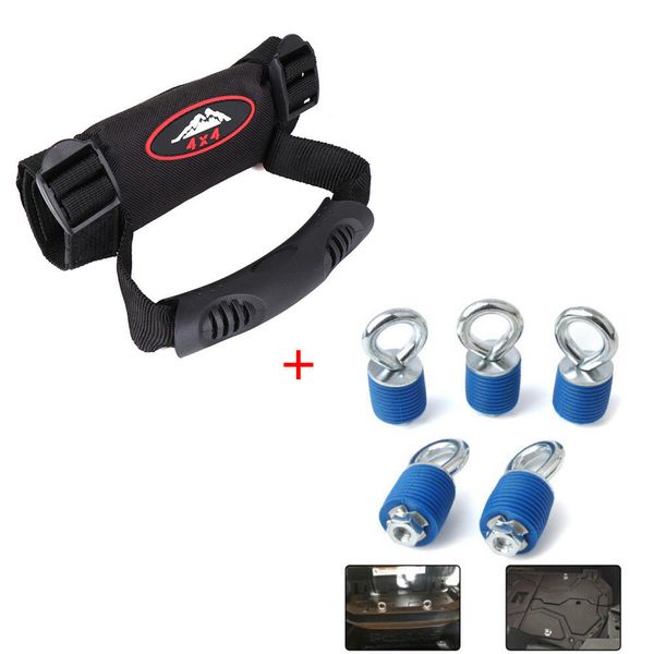 

kemimoto roll bar grab handle + 5x lock ride tie downs anchors for can am maverick x3 utv