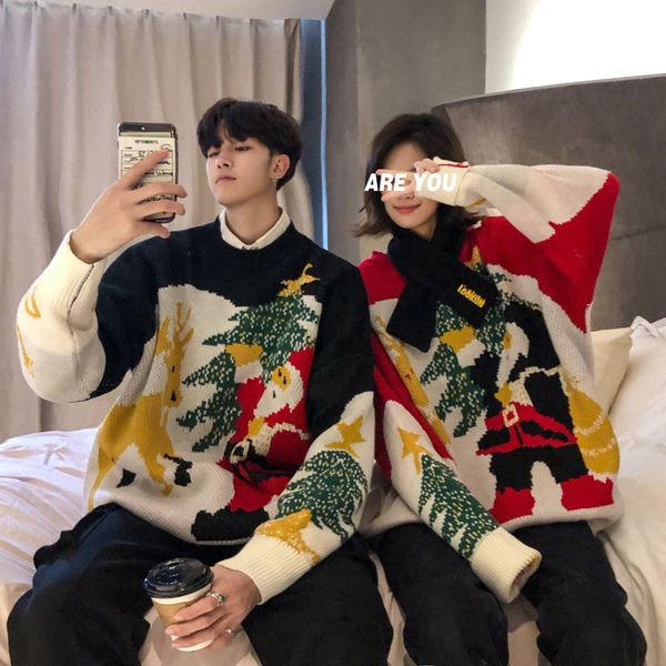 2019 2018 Men\u0027S Latest Trend Winter Clothing Christmas Elk Half High Collar Couples Lovers Thicking Fashion Discount Loose Sweater From Amandal,