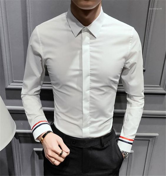 

spring designer mens shirt mens solid long sleeve lapel clothes fashion styles single breasted homme, White;black