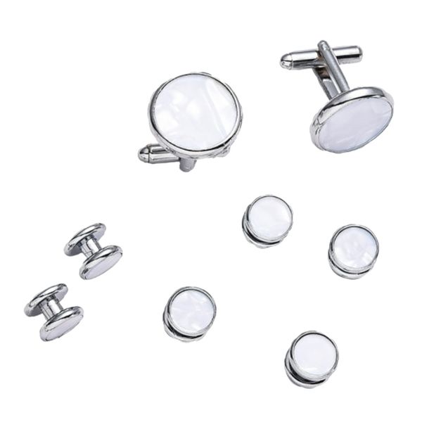 

8pack round men enamel cufflinks studs classic copper shirt cuff links charm, Silver