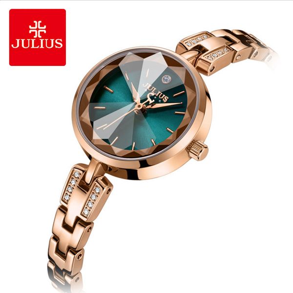

julius brand lady simple stainless steel watch woman luxury rhinestone bracelet wirstwatches quartz dress watches gifts reloj, Slivery;brown