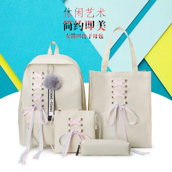 

children's school bags women's young student's 3-6 grade girls burden relieving college style solid color large-volume backpa