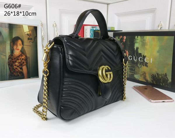 

5colors famous brand women designer shoulder bag leather chain bag cross body pure color womens handbag crossbody bag purse, Black