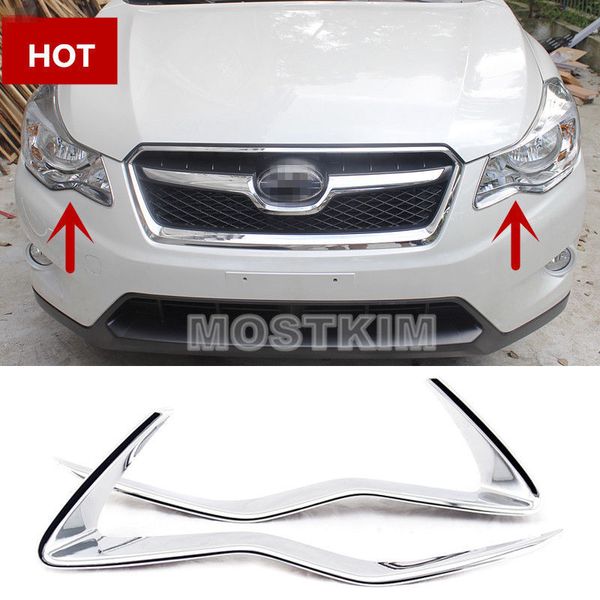 

abs chrome front headlight lamp cover 2pcs for subaru xv crosstrek 2012-2017