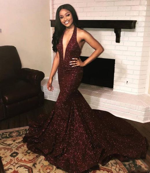 

burgundy prom dresses mermaid formal party gown plunging v neck evening dresses mermaid custom made plus size dresses, Black;red