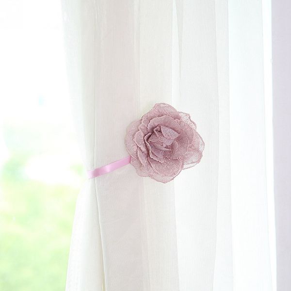 

novelty rose flower curtain tiebacks voile buckle clips holdbacks home decoration