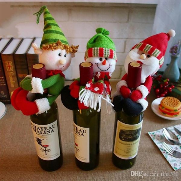 

christmas wine bottle doll santa claus snow man lovely hug doll wine bottle cover bar restaurant decorate arrangement t7i750