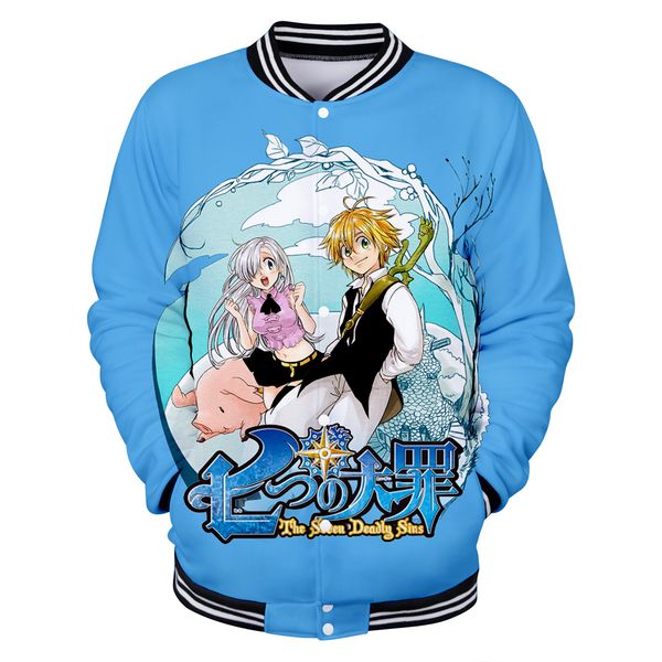 

anime nanatsu no taizai 3d meliodas jacket men/women fashion baseball wear japanese comics the seven deadly sins jacket, Black;brown