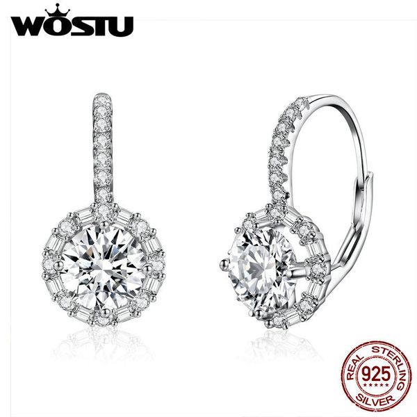 

wostu luxury hoop silver earrings 925 sterling silver cubic zircon fashion modern women's earrings jewelry wedding gift cqe508