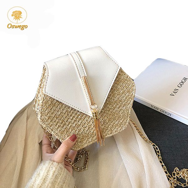 

oswego woven straw bag 2019 new diamond messenger bag tide women chain summer beach travel ladies shoulder crossbody