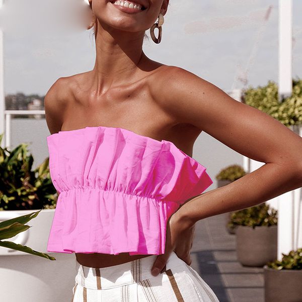 

белый tops танки tank top оборками off shoulder лето женщины backless узелок рукавов sexy топы femme camis розовый белый черный, White
