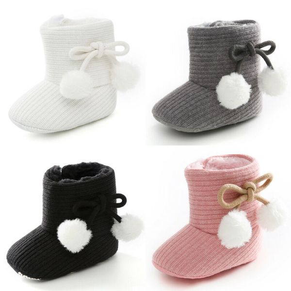 

baby girl boots warm winter shoes solid fashion toddler first walkers bow toddler kids non-slip shoes boys girls boots, Black;grey