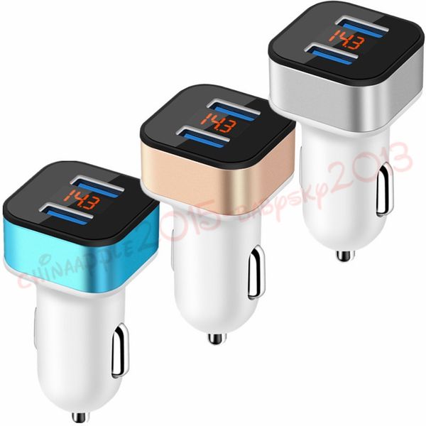 

dual usb ports 2.1a digital display car chargers adapter charger for iphone samsung s7 s8 s9 plus android phone pc mp3