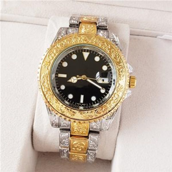 

2019 Watches Carved Men Mens Sports Watches Waterproof Full Steel Quartz Men's Watch Black dial Sports watch Swiss military Montre homme