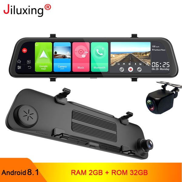 

jiluxing 12" 4g car dvr android 8.1 2g+rom 32g gps navigation dash cam mirror camera adas video recorder wifi bluetooth