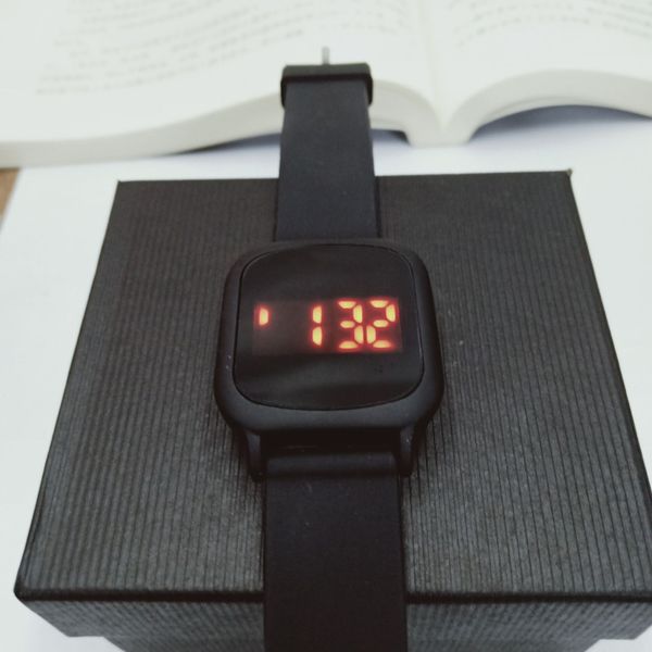 

sport led digital display touch screen square watches silicone led touch watch, Slivery;brown