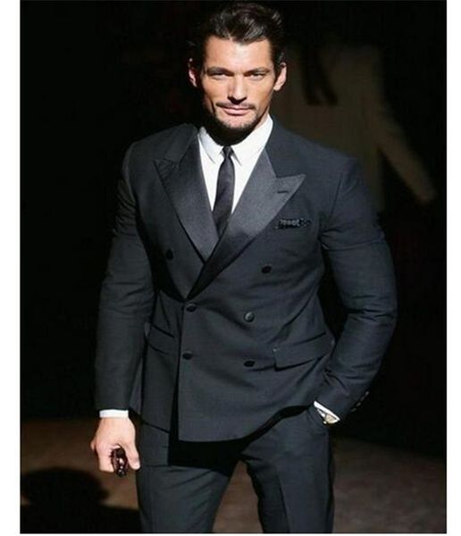 

black double breasted 2pcs (jacket + pants) groom tuxedo dress custom made men suits slim fit suit wedding suits for men, White;black