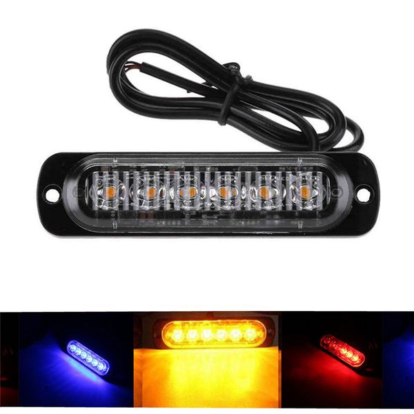 

1pc 6 led car truck side strobe marker light amber led flashing emergency hazard warning lamp lightbar dc12v 24v