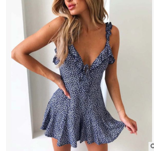 

women dress womens clothing beach dress vintage fashion laides female polka dot printed v-neck dresses2, Black;gray