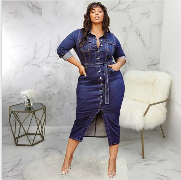 

ladies designer denim dress spring summer long sleeve shirt dress plus size womens oversize luxury office females casual clothes, Black;gray