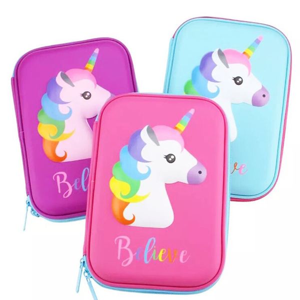 

cartoon unicorn pencil cases pen pencile box bag for kids girls large capacity pencilcase gift case stationery school supplies