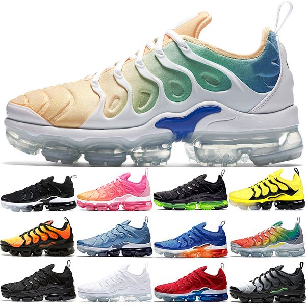 

Cheap TN PLUS Mens Womens Running Shoes Sunset BE TRUE Yellow Triple Black White Hyper Red Men Designer Sport Sneaker Size 5.5-11