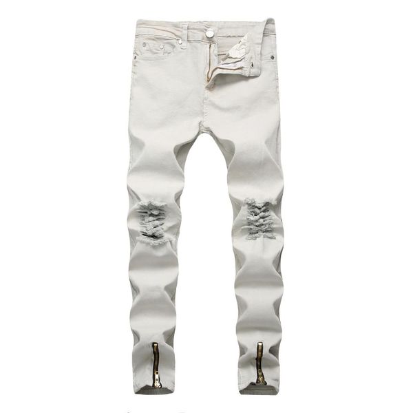 

distressed jeans for men straight men denim jeans strech homme, Blue