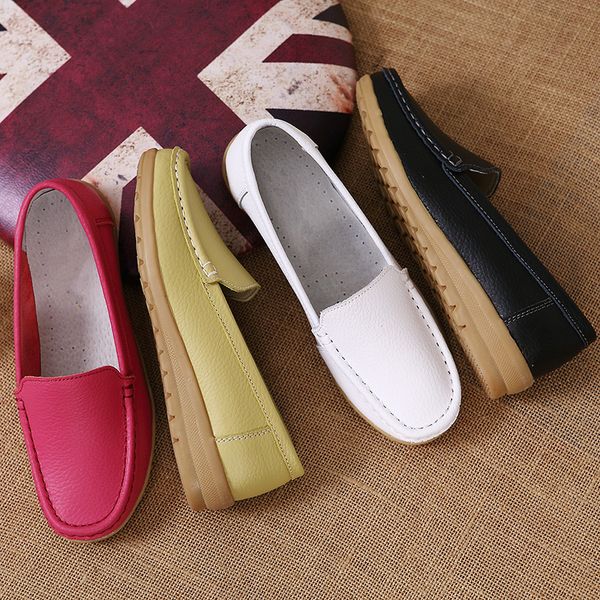

aardimi genuine leather summer women flats casual flat shoes women loafers shoes soft leather slip on solid women, Black