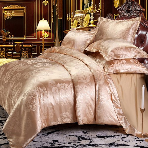 

keluo wedding bedding sets jacquard /king size duvet cover set wedding bedclothes bed linen bed sheet gold