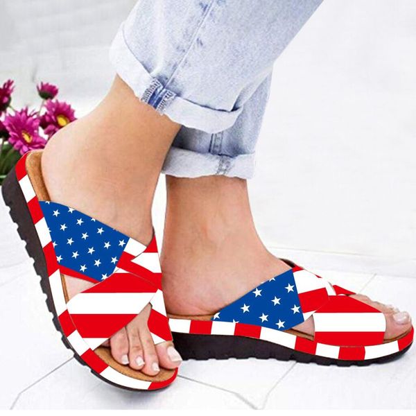 

women thick bottomed sandal shoes wedge heel shoes clip toe summer beach beach flip flops solid slides national flag new, Black